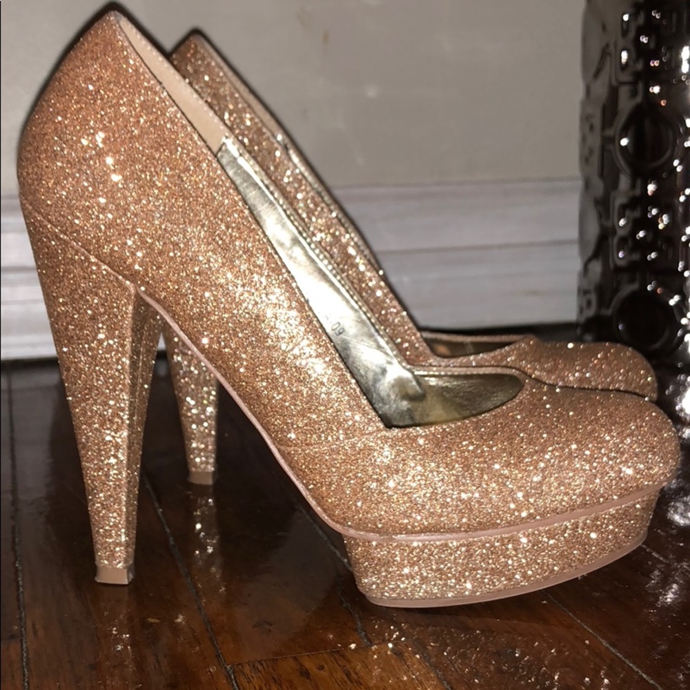 Champagne glitter platform stilettos